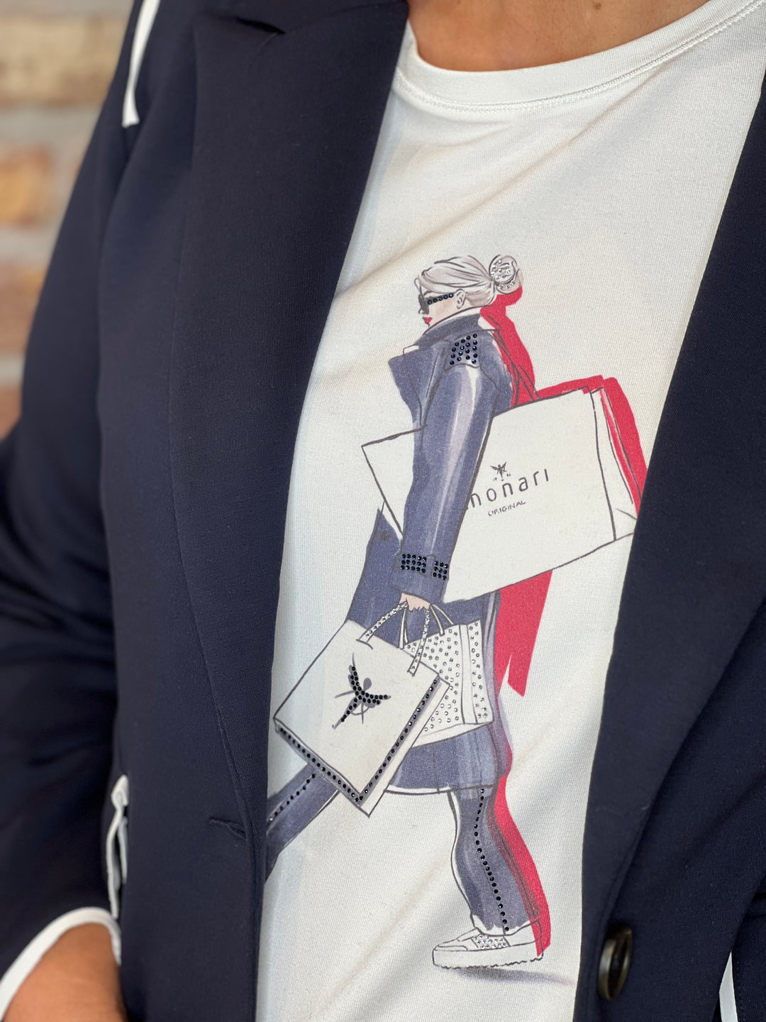 Monari Blazer With Edging In Marine