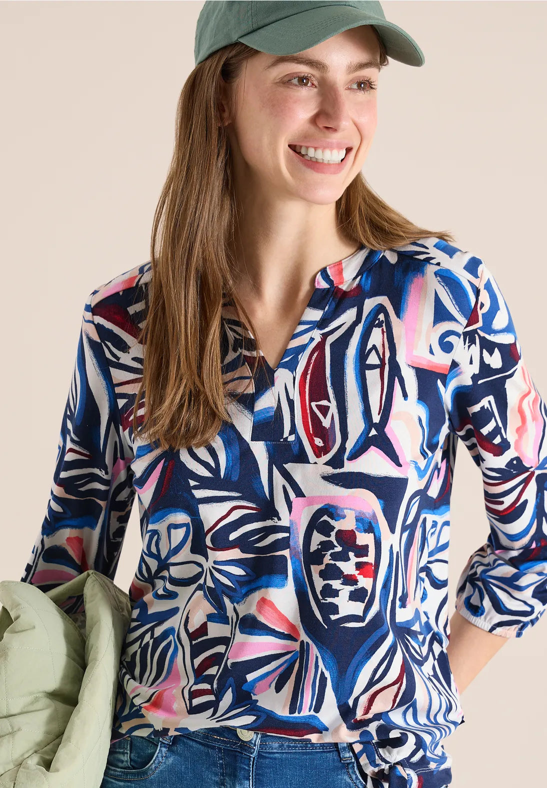 Cecil Multi Top With Tie In Universal Blue