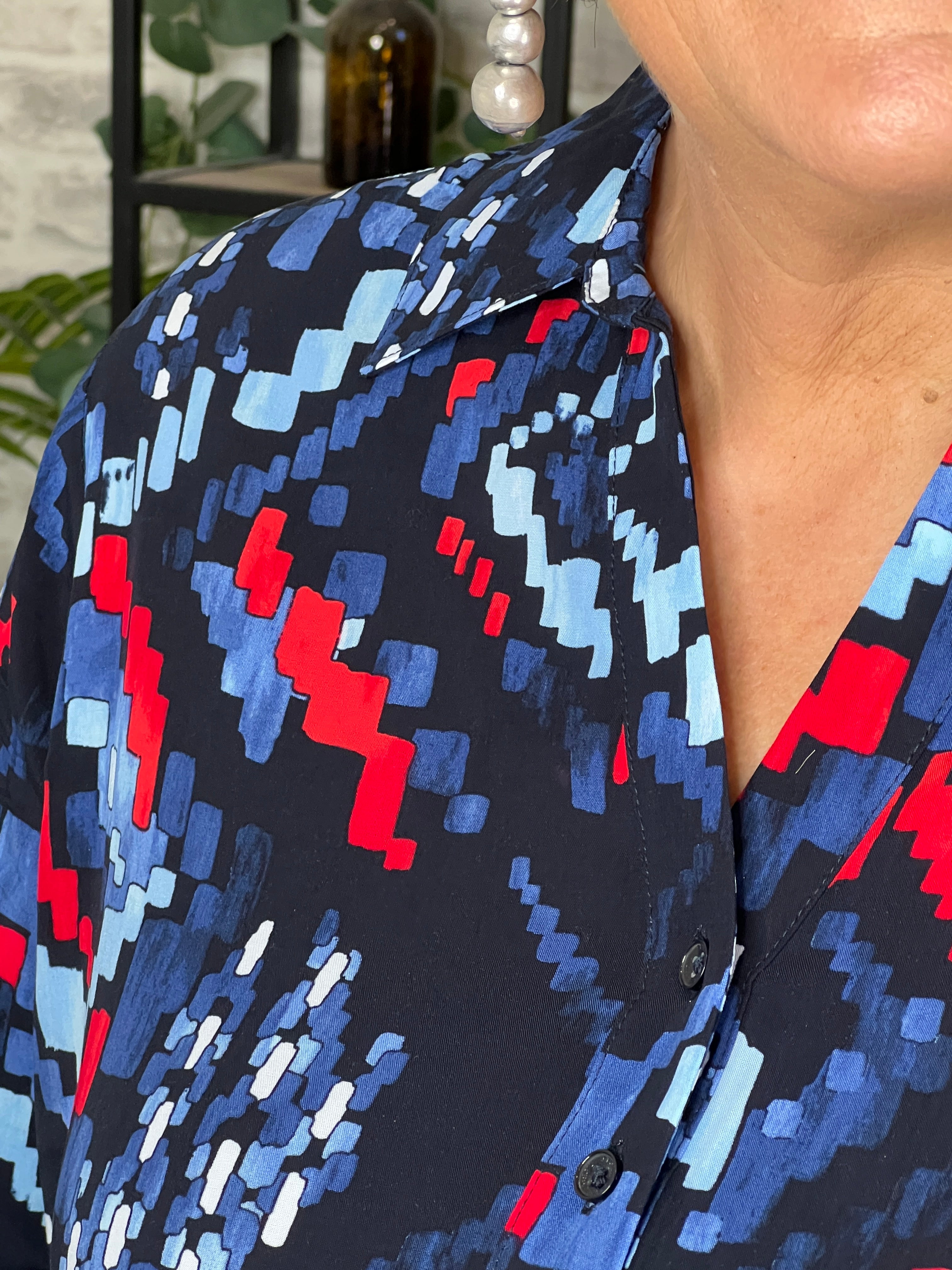 Cecil Patterned Blouse In Universal Blue