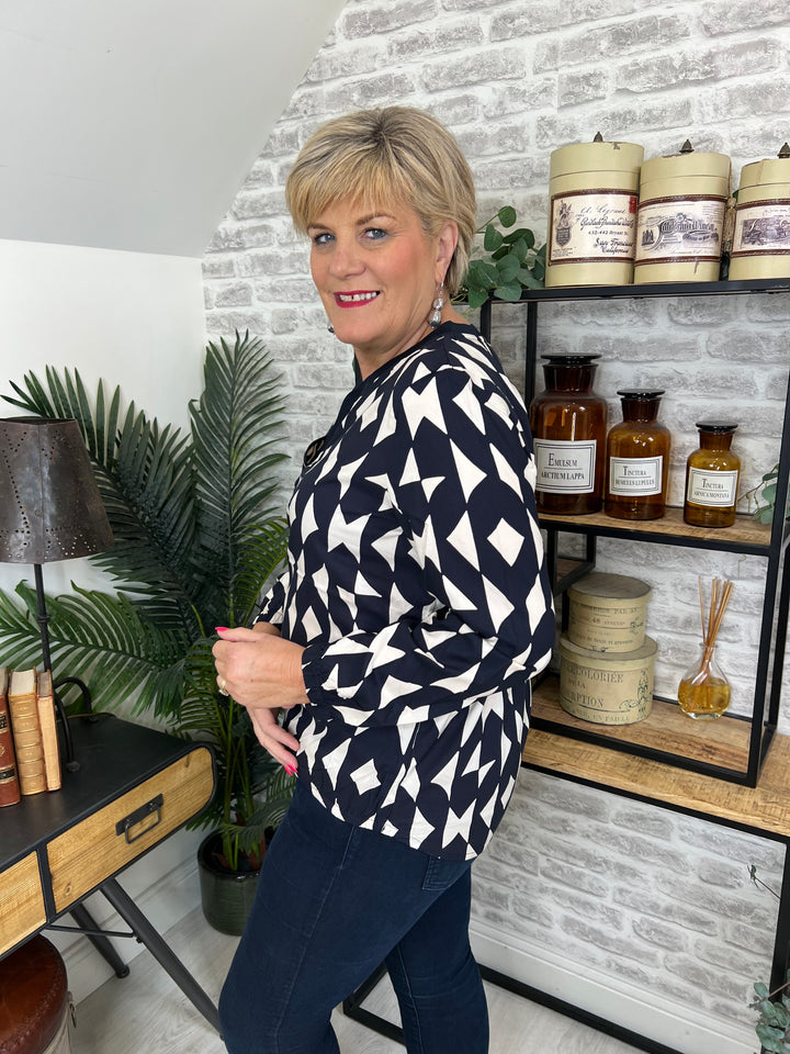 Street One Patterned Blouse In Navy Multi