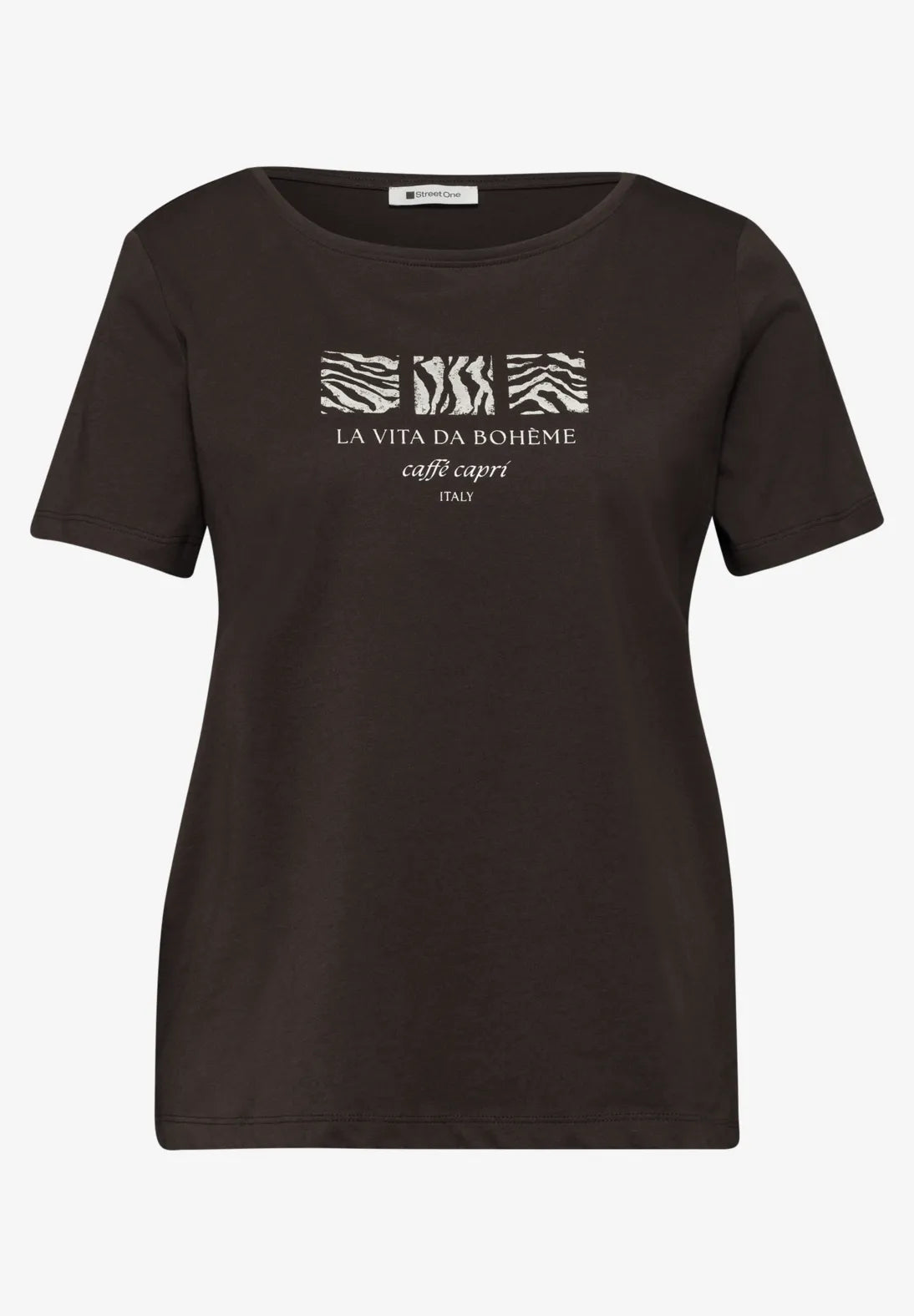 Street One Print T-shirt In Espresso Brown