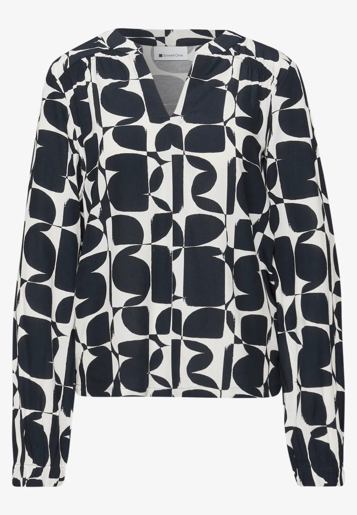 Street One Mat Mix Top In Shadowed Navy