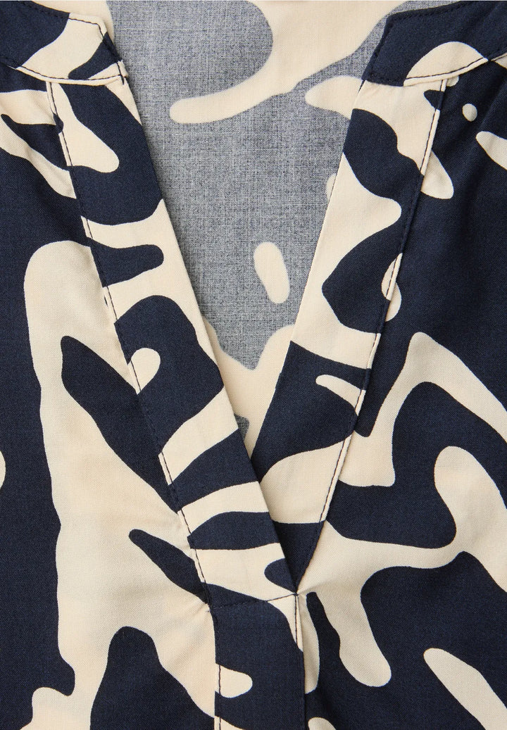 Street One V-neck floral blouse In Navy & cream