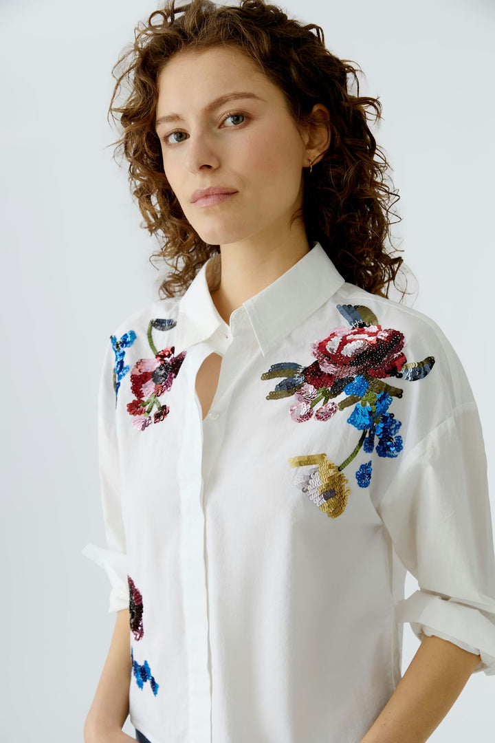 Oui embroidery shirt In optic white