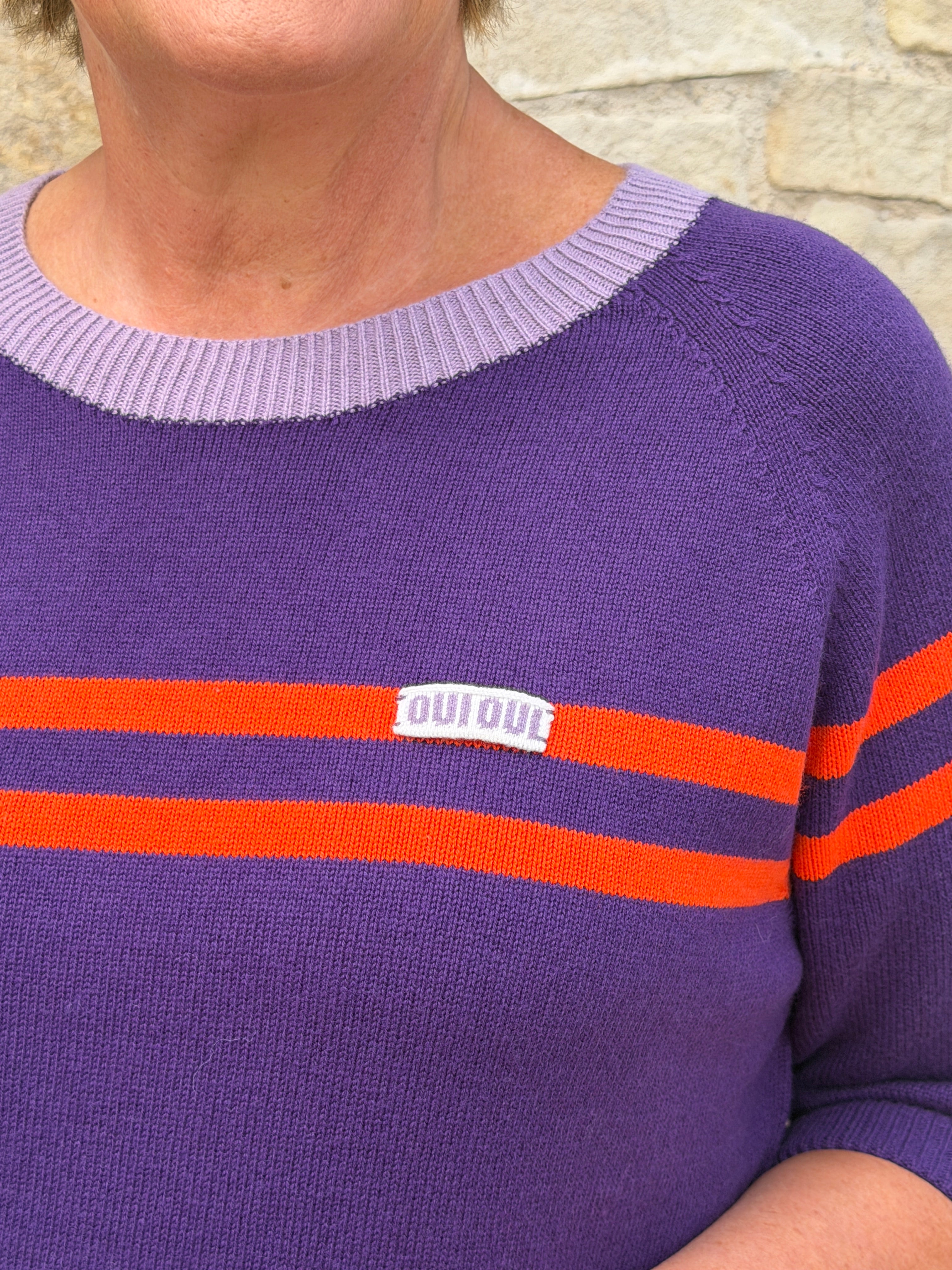 Oui Pullover Jumper In Dark Violet Orange