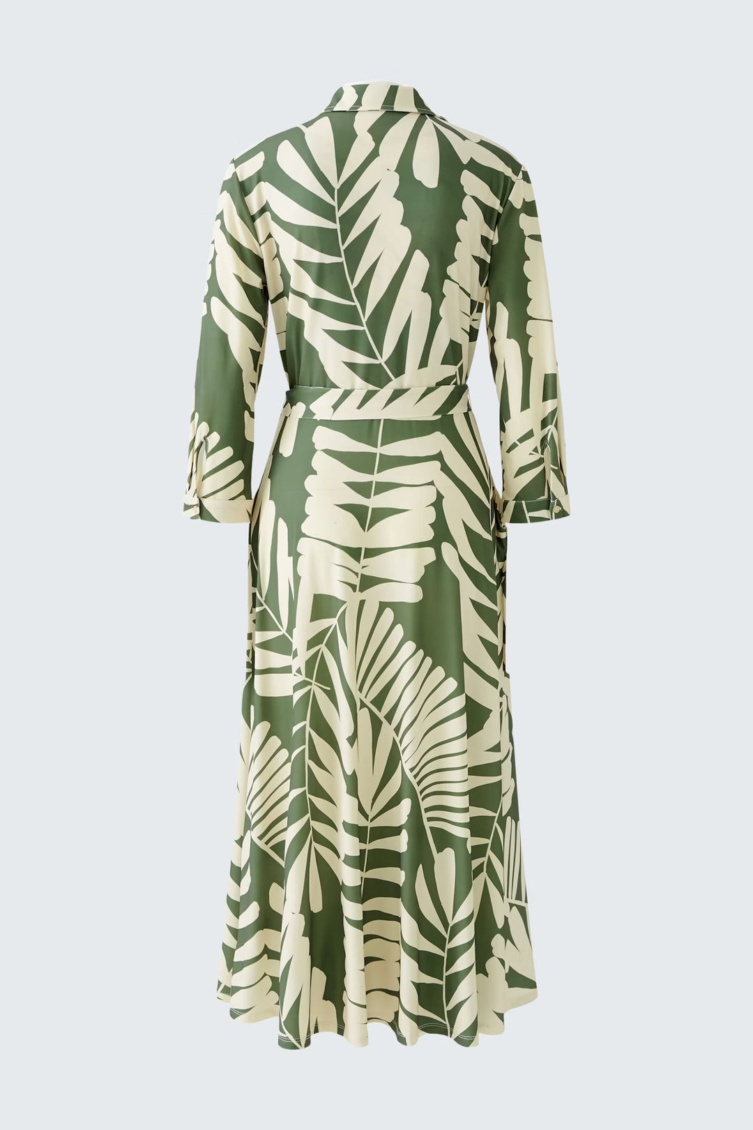 Oui Floral Shirt Dress In Khaki & Stone