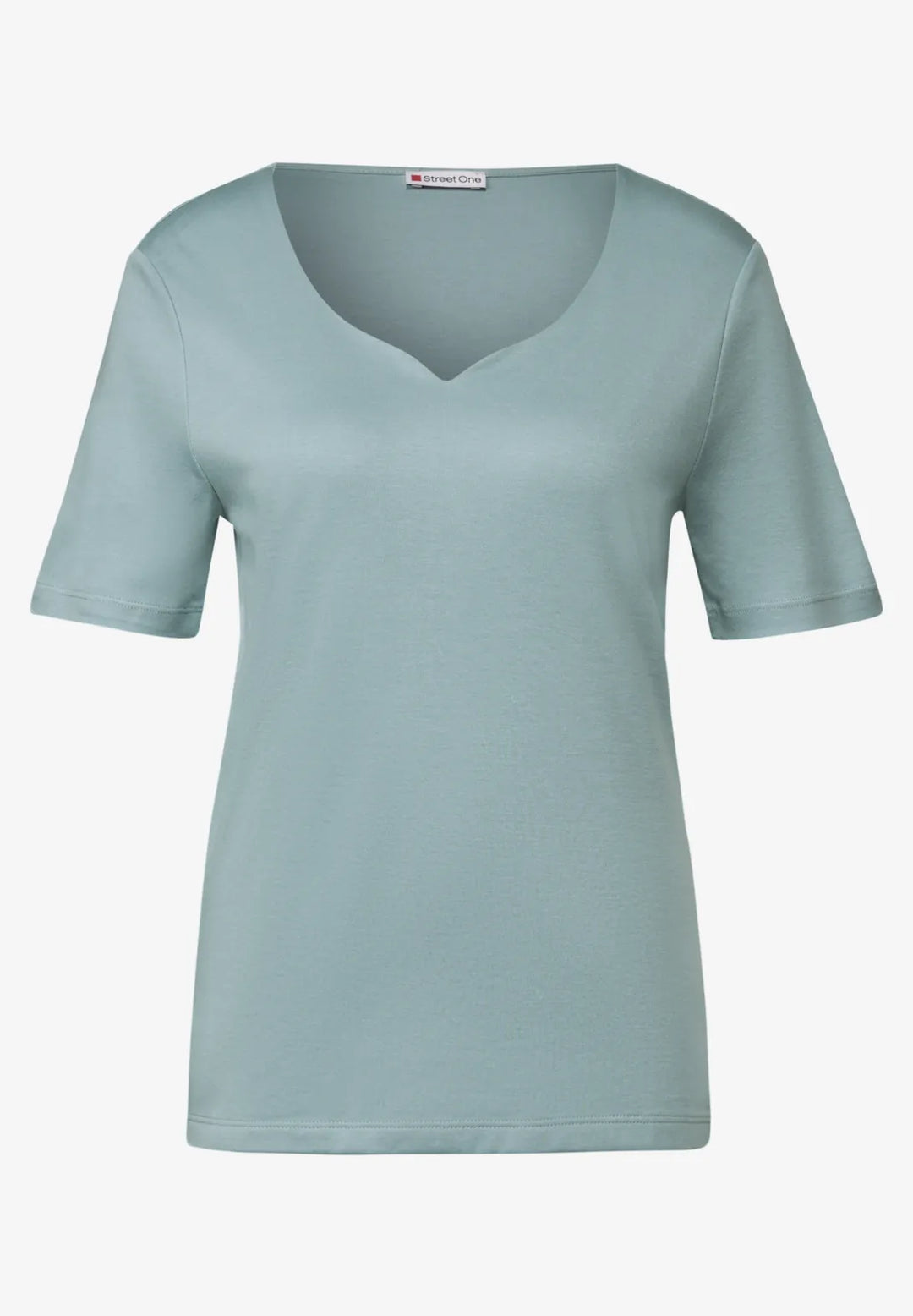 Street One Heart Neckline Top In Arona Blue