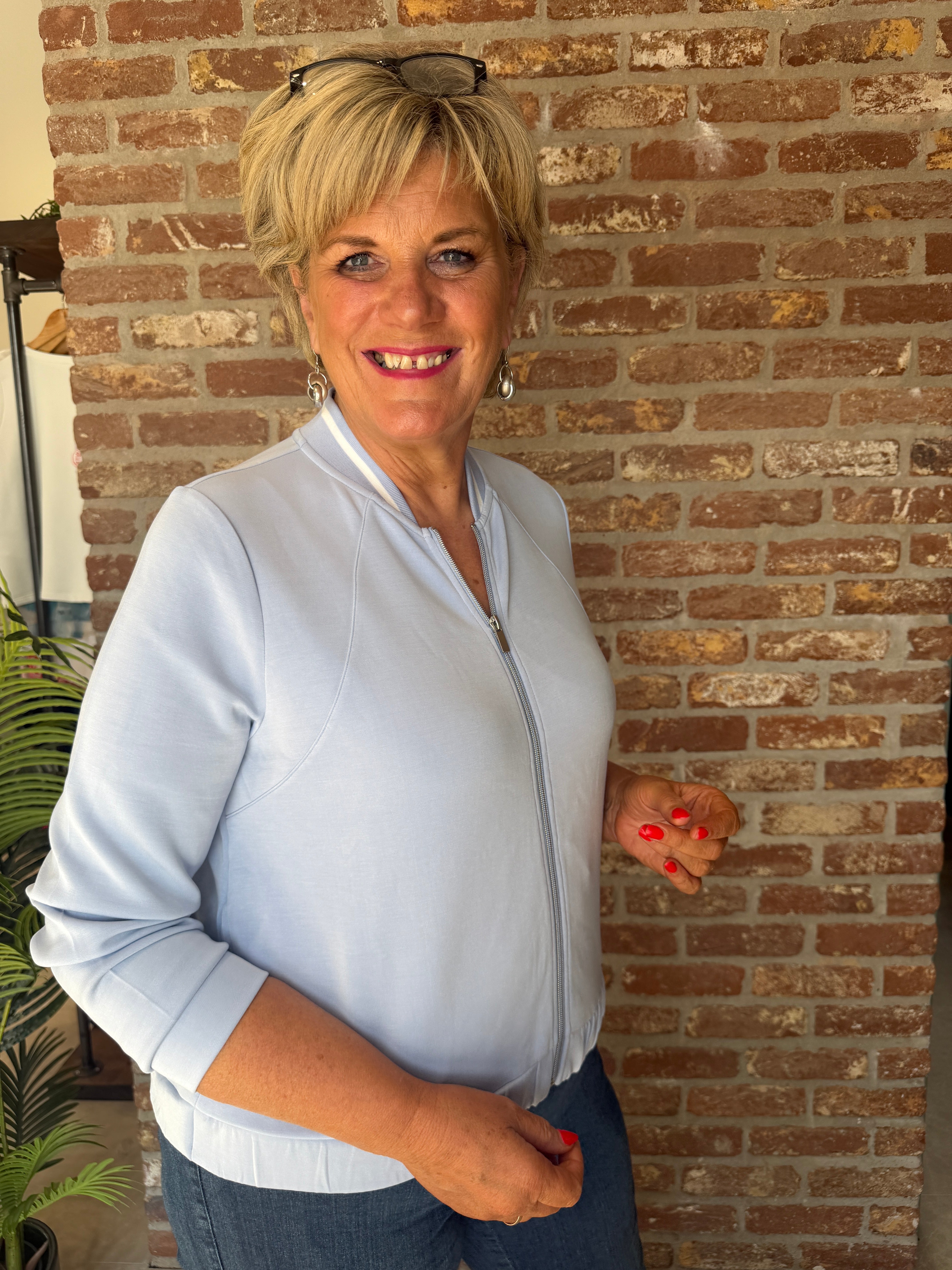 Street One silk jacket in Whispery Blue