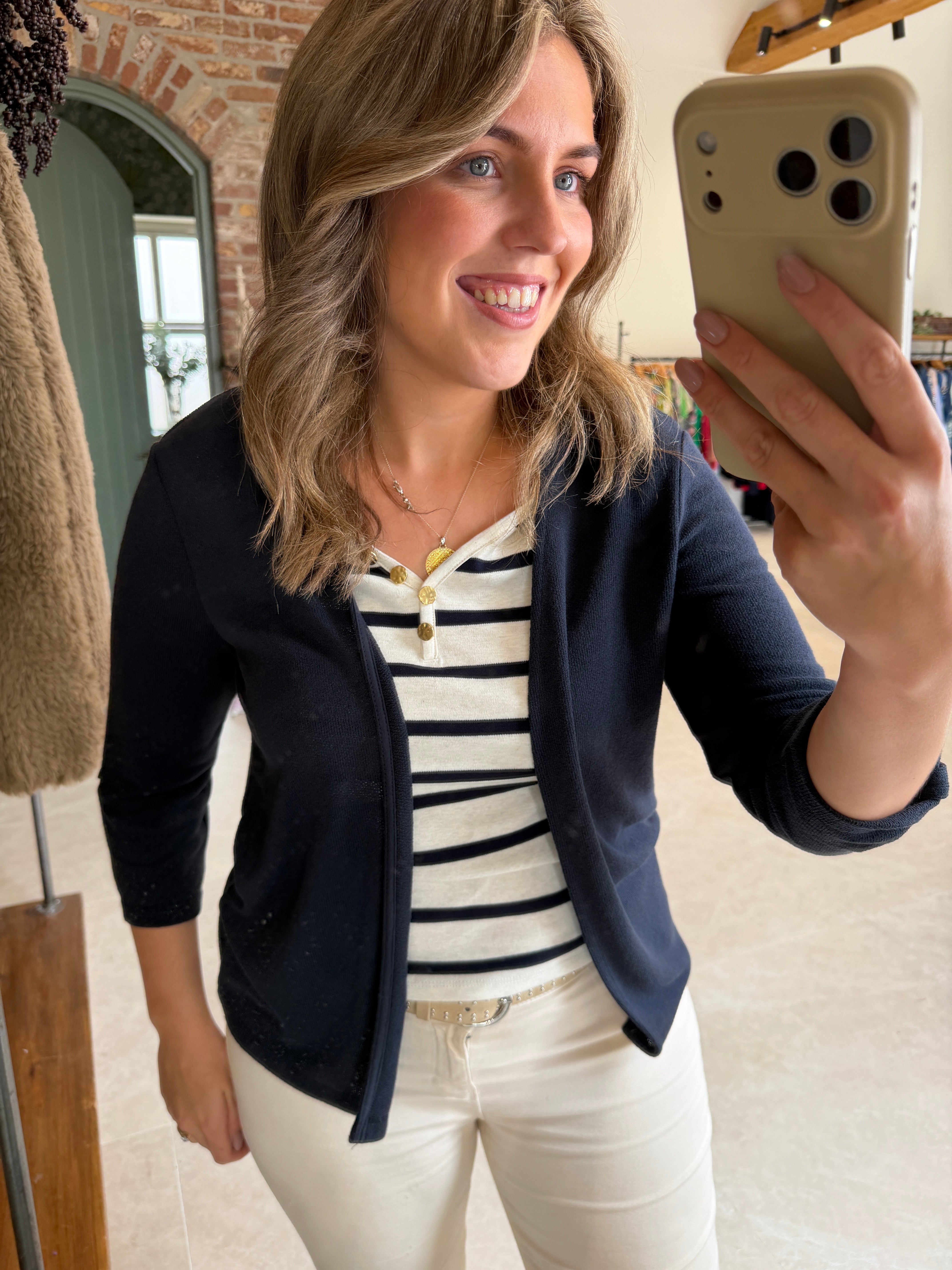Cecil Crepe Over Jacket In Navy