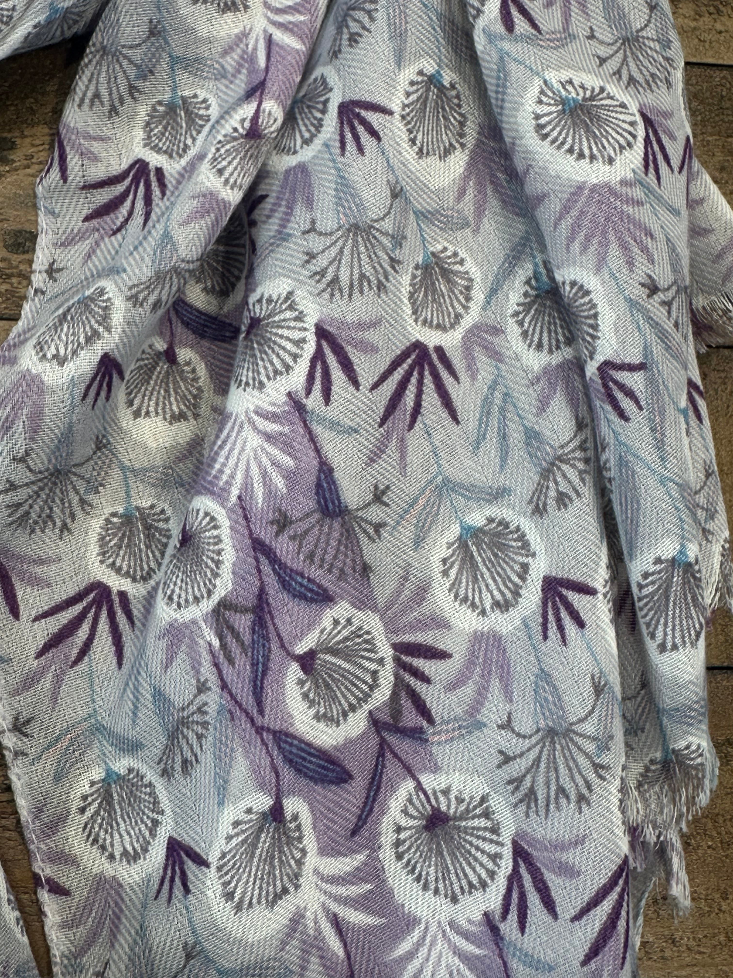 Amelia Dandelion Print Scarf In Silver