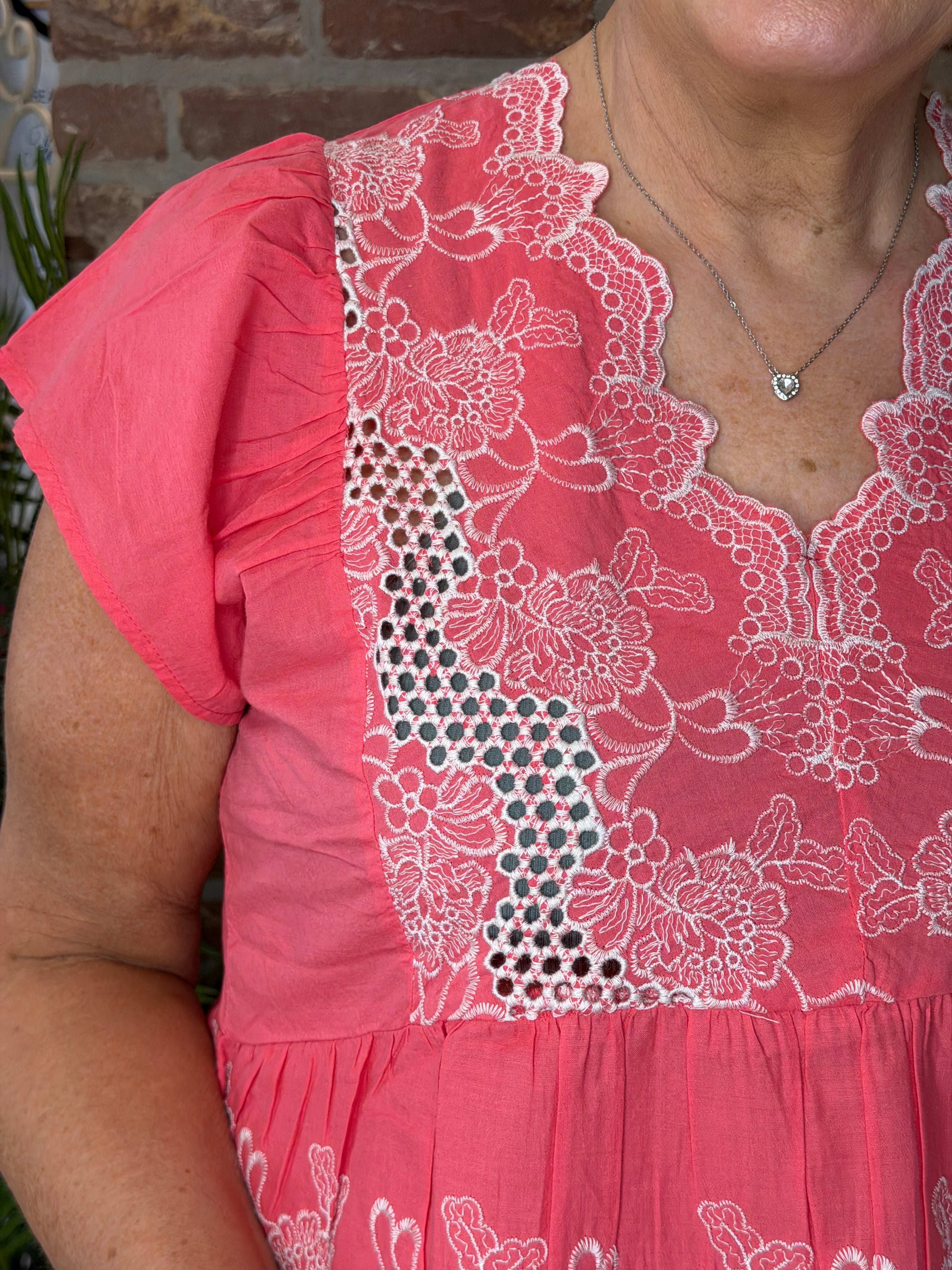 Culture Blouse with Lace In Sugar Coral