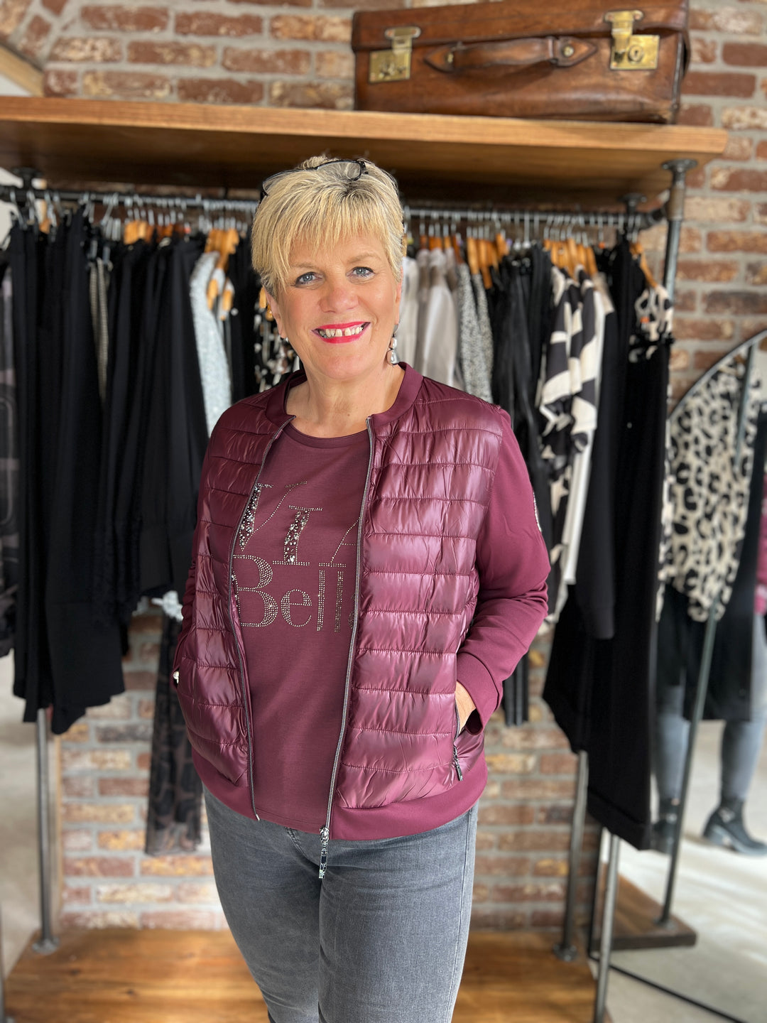 Monari Quilt Jacket In Bordeaux