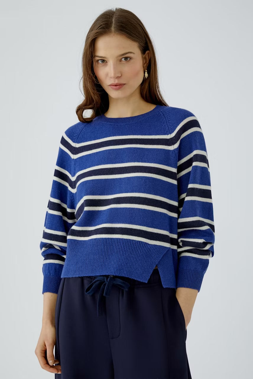Oui striped Pullover in blue & navy