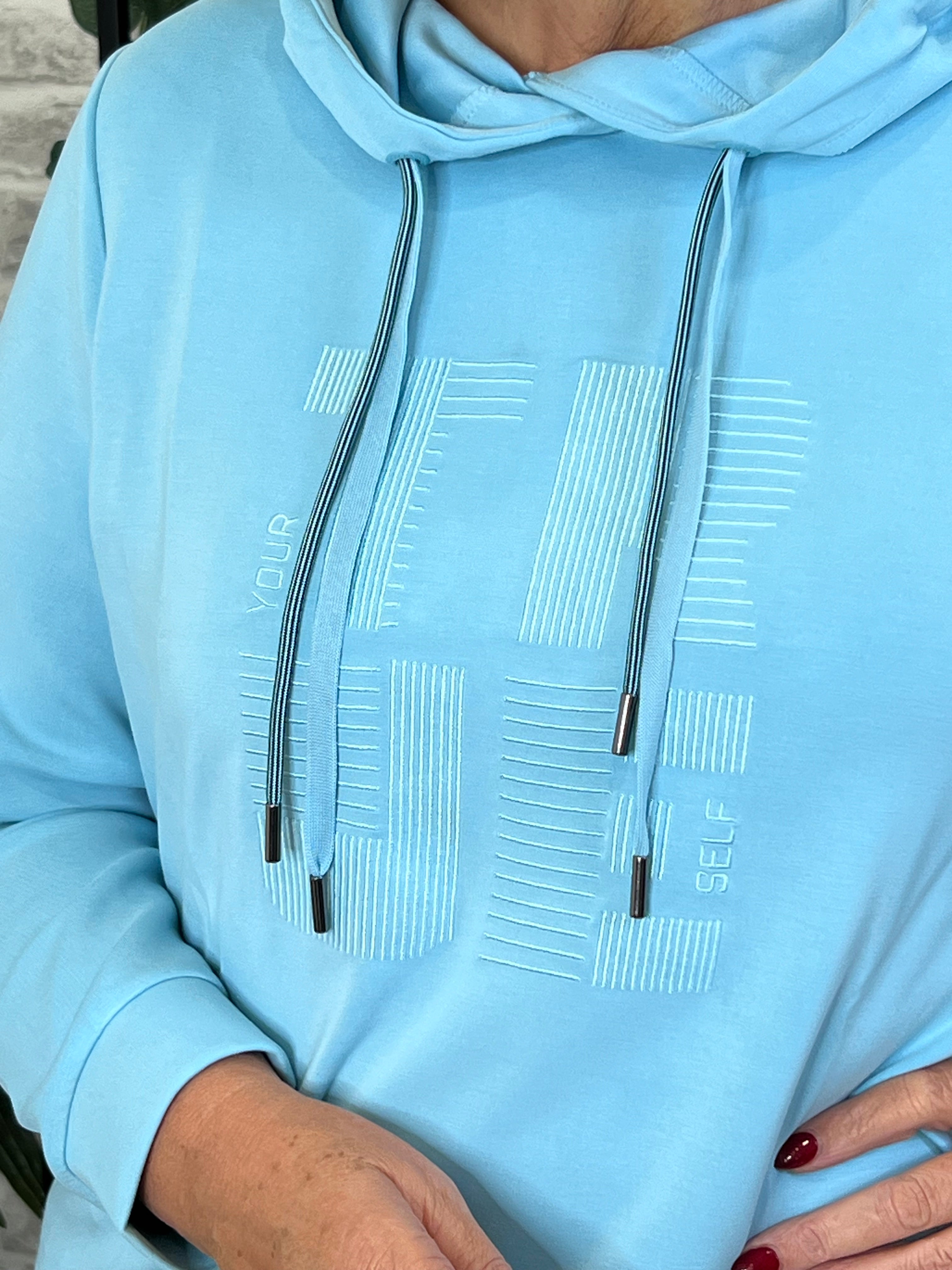 Cecil Printed Hoodie In Turquoise