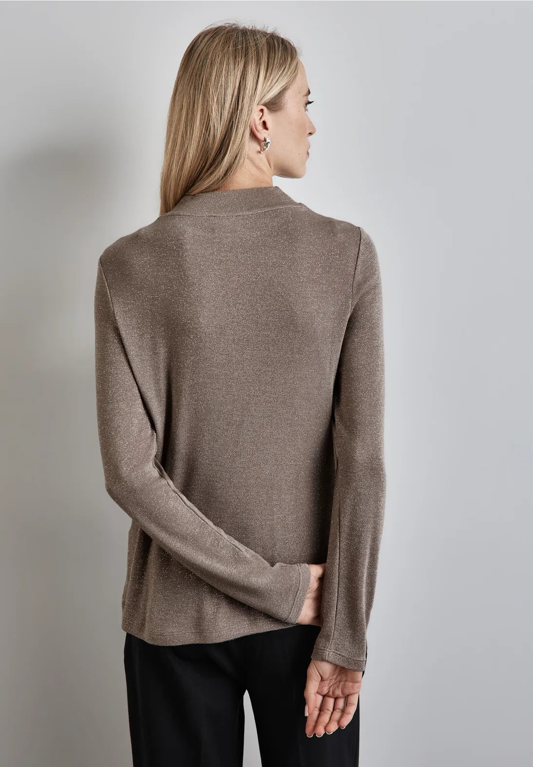 Street One Shinny Turtle Neck Top In Light Mocha