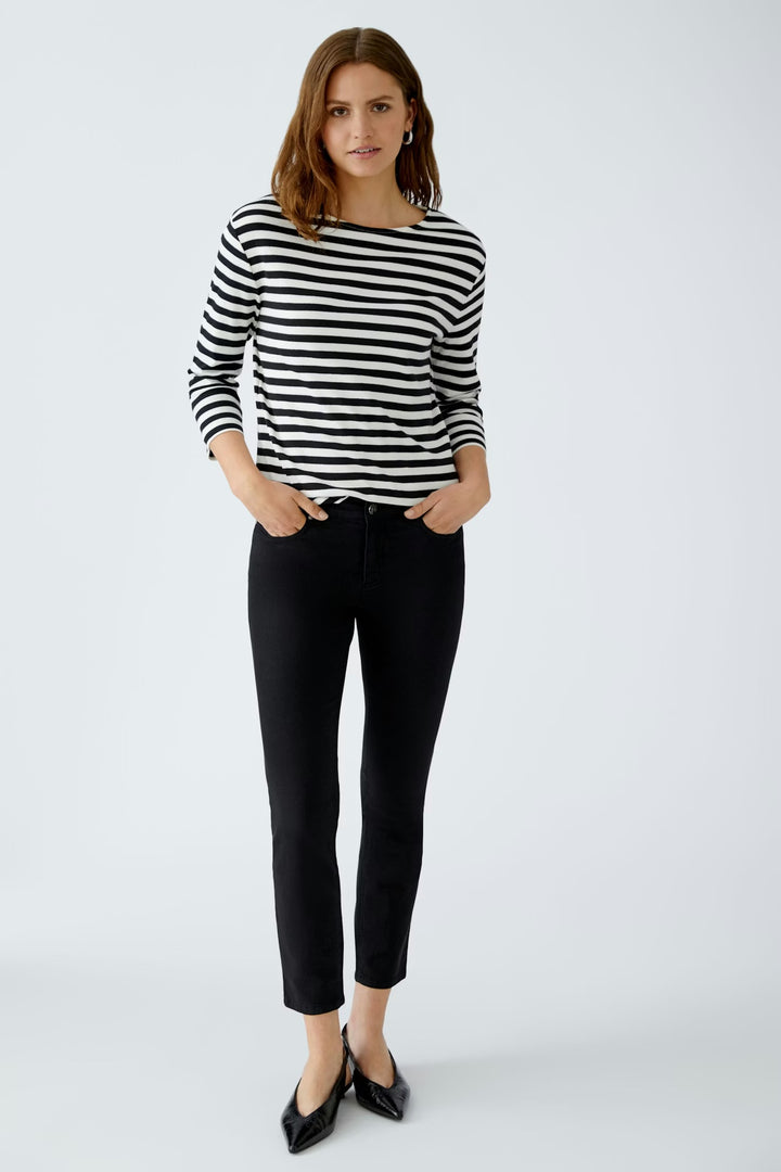 Oui Striped Soleila Top In White & Navy