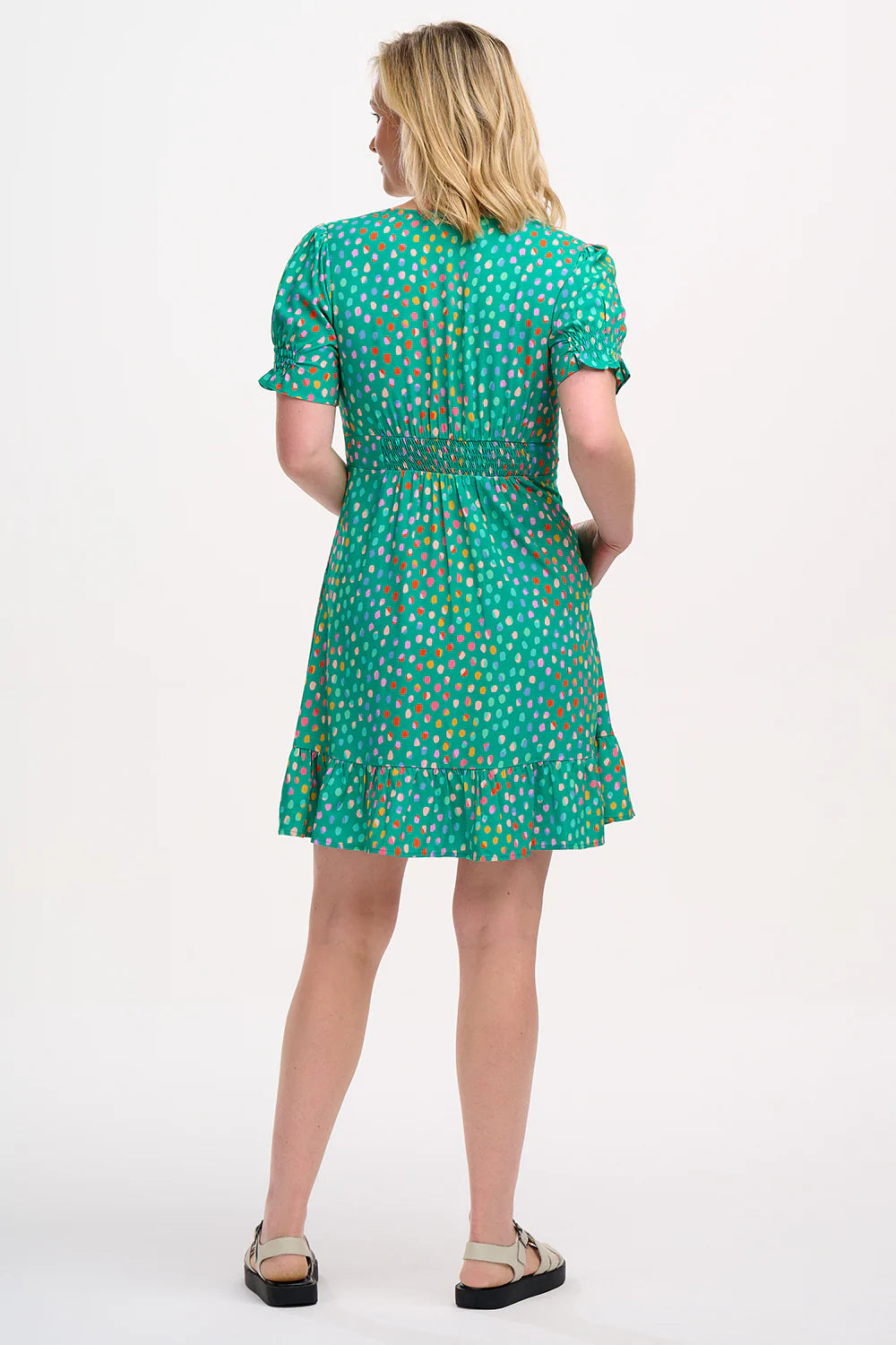 Sugarhill Brighton Marigold Mini Rainbow Dress In Green
