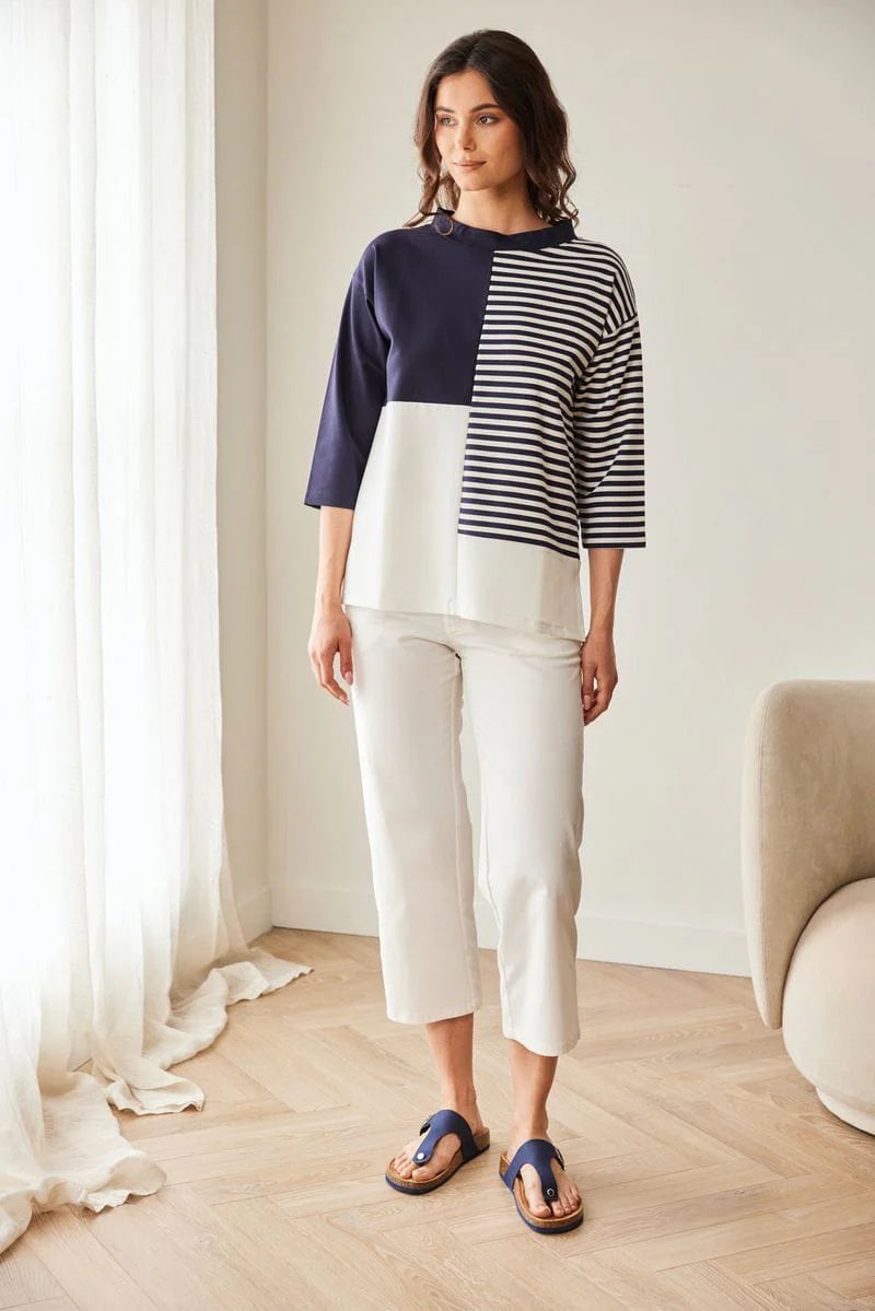 Peruzzi Stripe Block Top in Navy