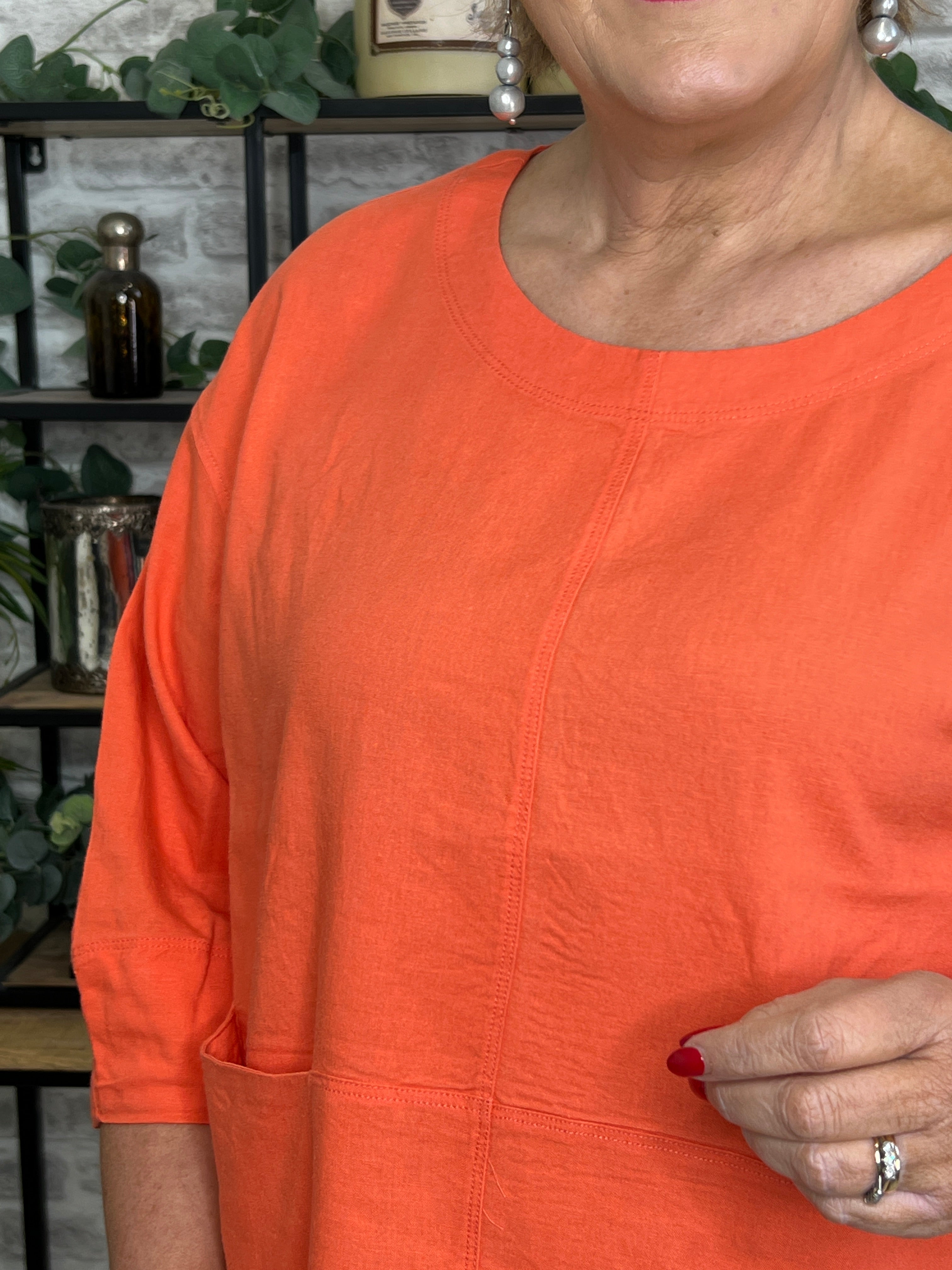 Noen Plain Blouse In Orange