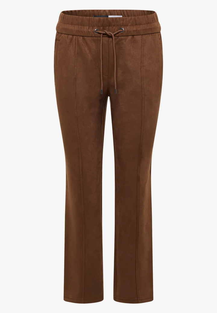 Cecil Tracey Suede Trousers In Mocha Carmel