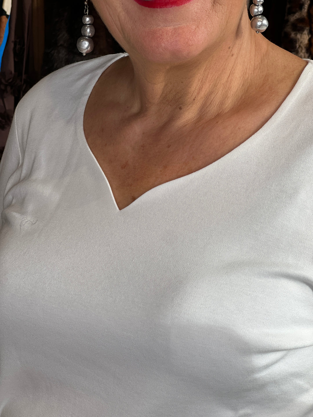 Street One Heart Neckline Top In Off White