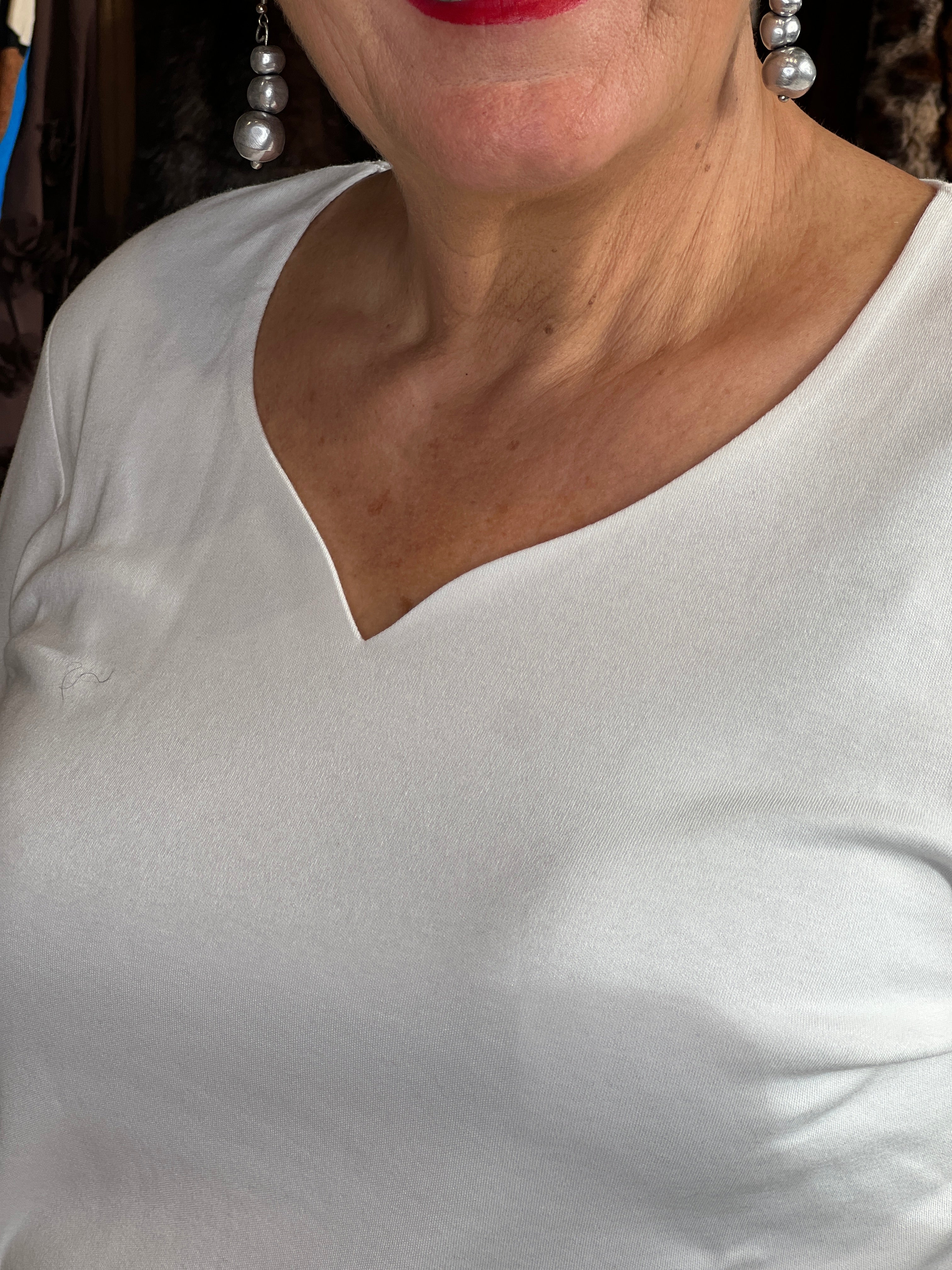 Street One Heart Neckline Top In Off White