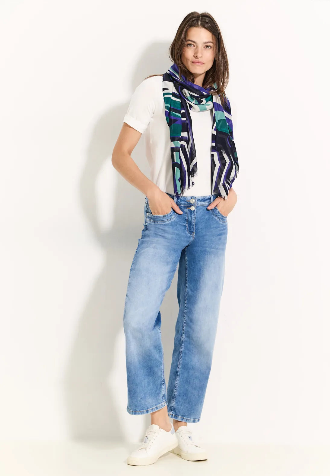 Cecil Printed Scarf In Universal Blue