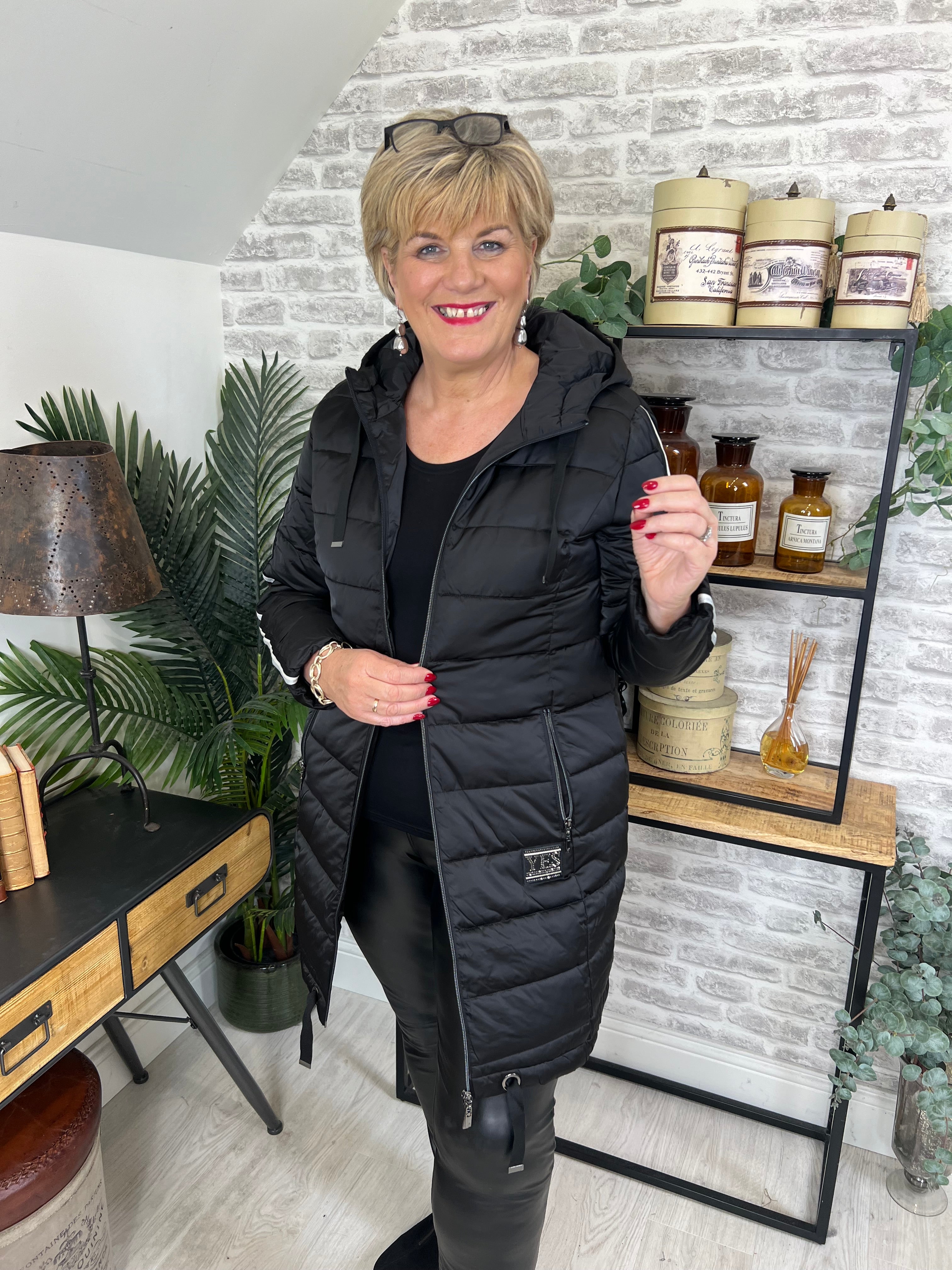 Monari Quilted Coat in Black