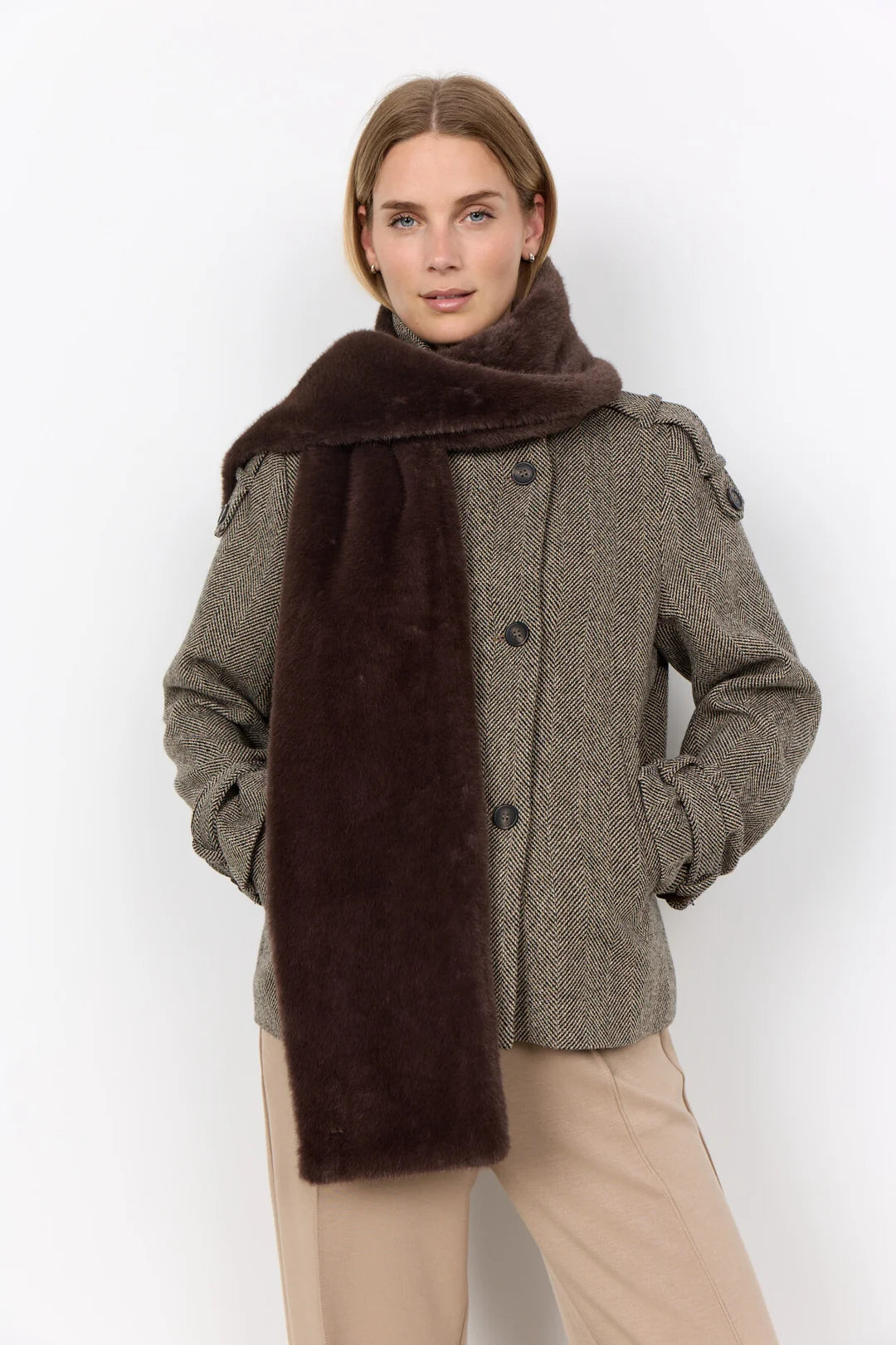 Soya Concept Vendla Fur scarf in dark plum