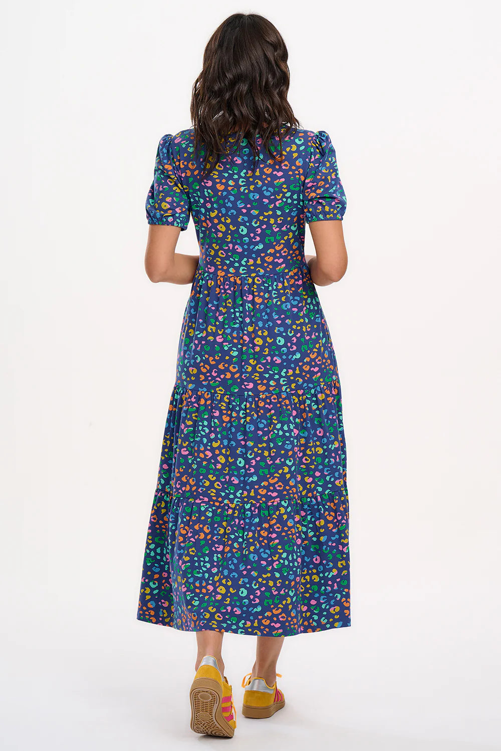 Sugarhill Brighton Mottled Leopard Dress In Bright Navy