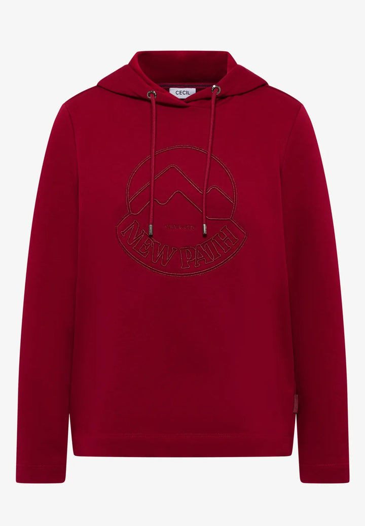 Cecil Embroidery Hoodie In Beaujolais Red