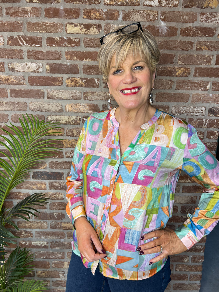 Milano Italy Patterned blouse In rose multi