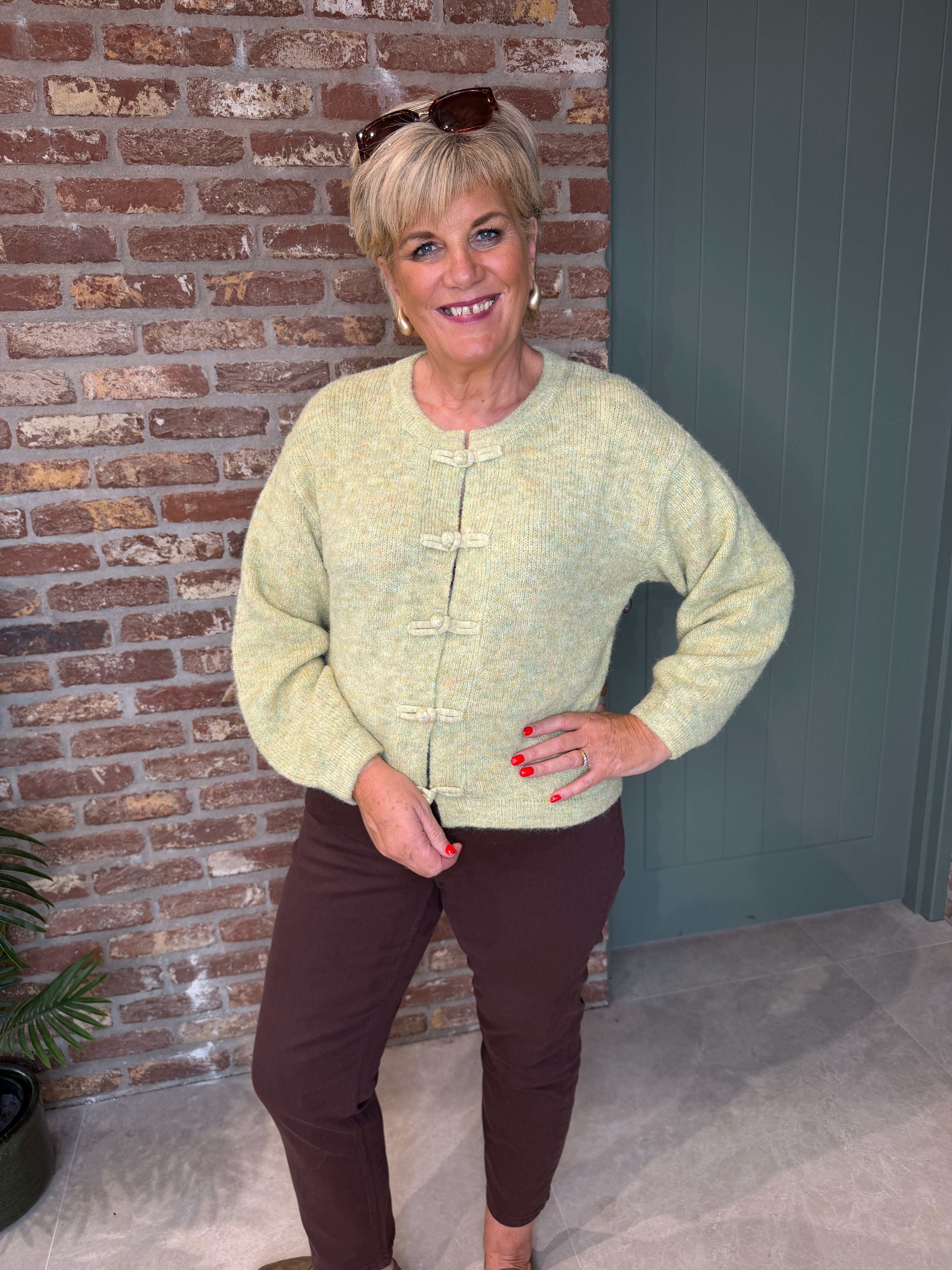 Cardigan in Leek Green