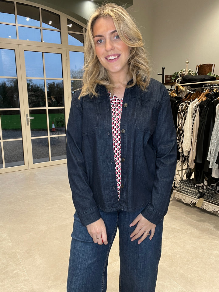 More & More Denim Shirt In Dark Denim Blue