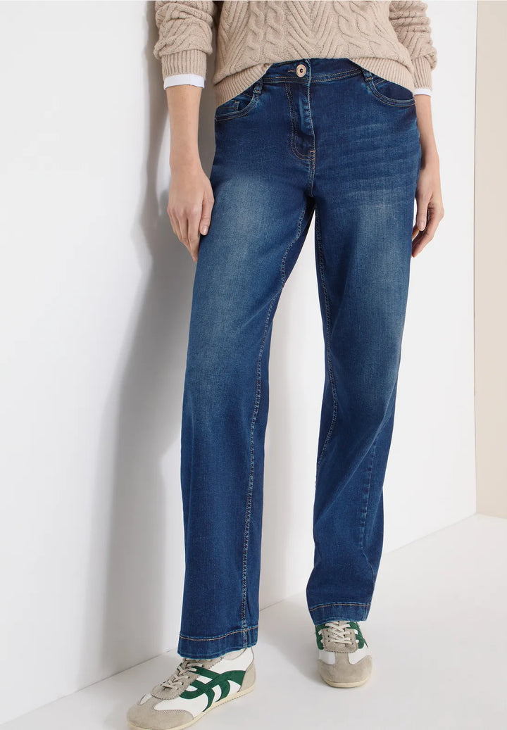 Cecil Neele Wide Jeans In Mid Blue Wash