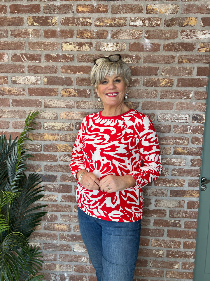 Street One floral blouse In Salsa Red