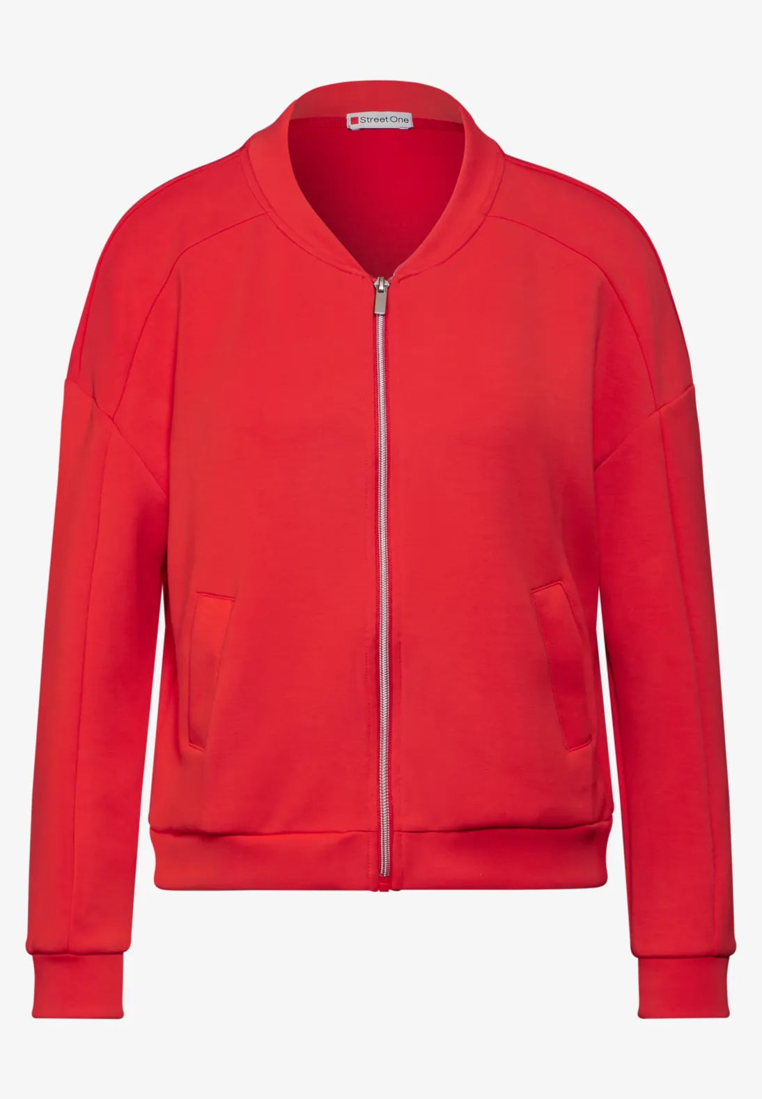 Street One Silk Look Jacket In Mandarin Red