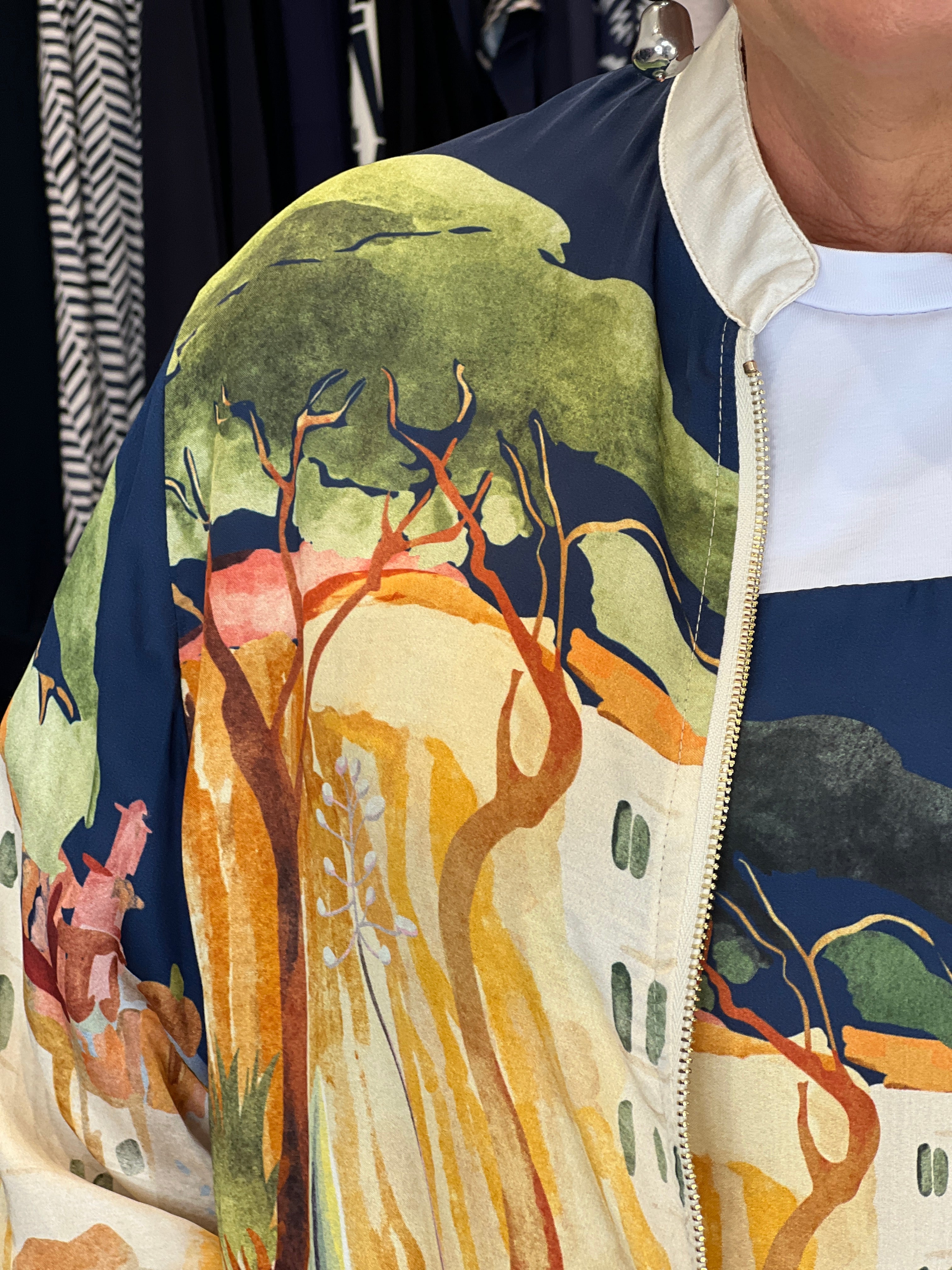 Deck By Decollage Scenic Patterned Bomber In Navy