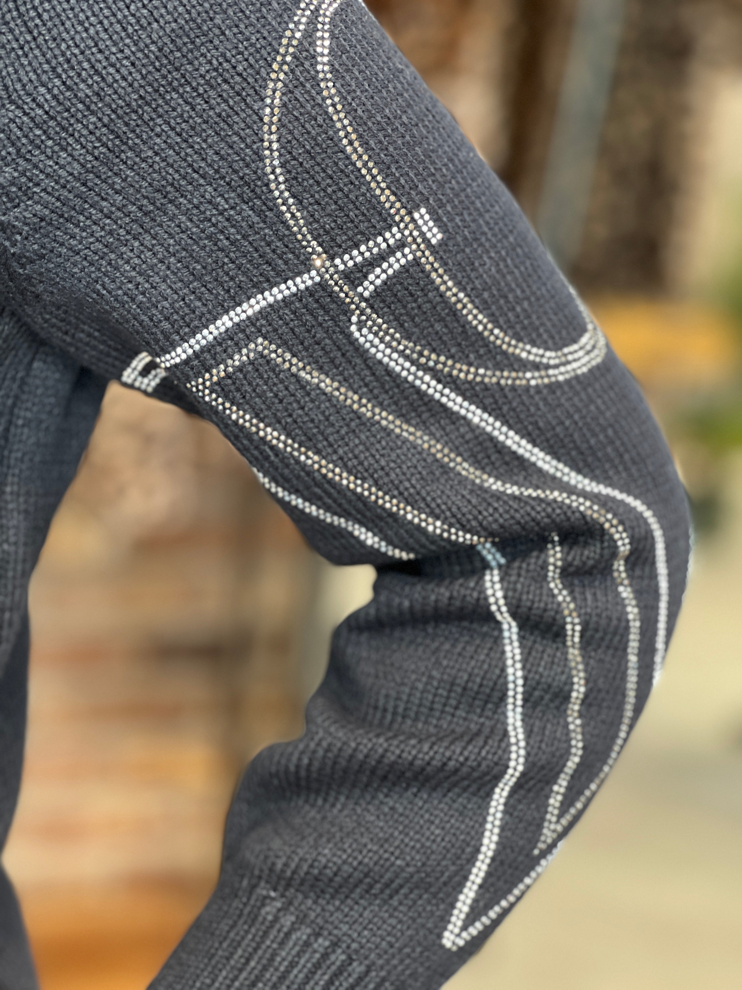 Monari Sweatshirt With Rhinestones In Black