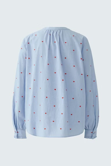 Oui Little Hearts Blouse In Dark Blue & Red