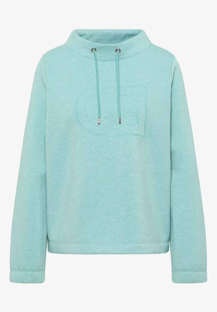 Cecil Funnel Sweatshirt In Foam Blue Melange