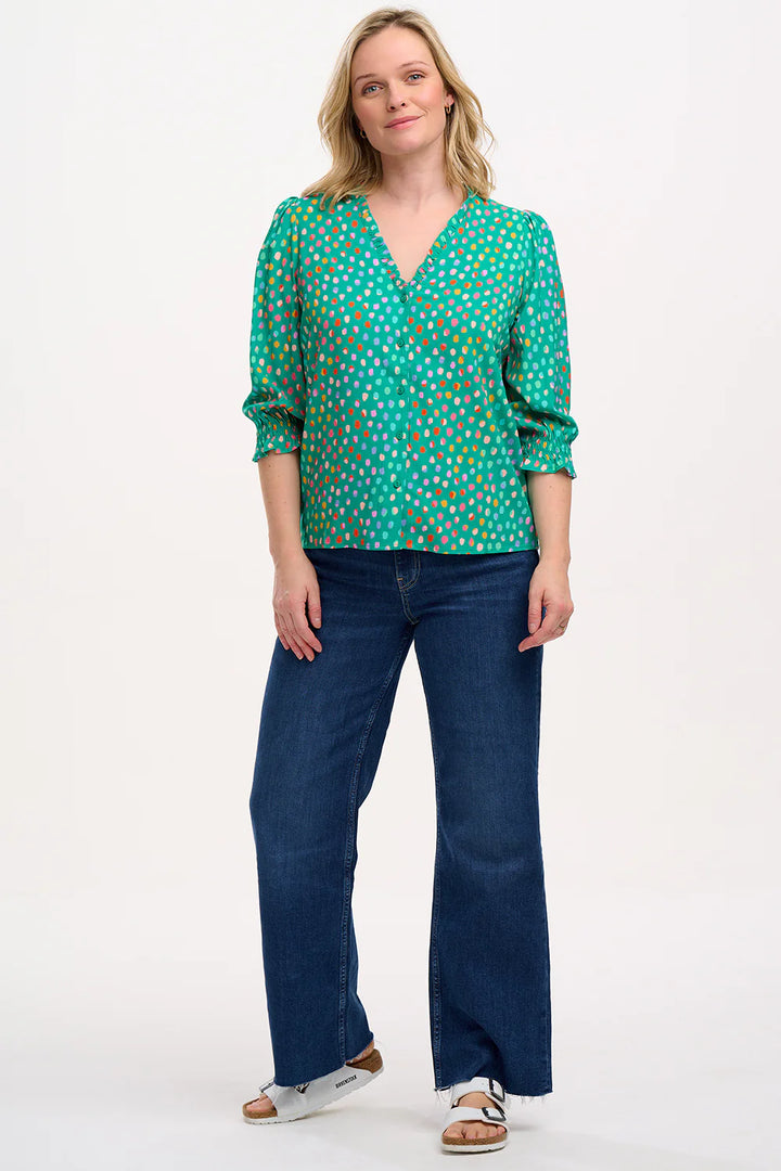 Sugarhill Brighton Vivi Frill Blouse In Green Multi