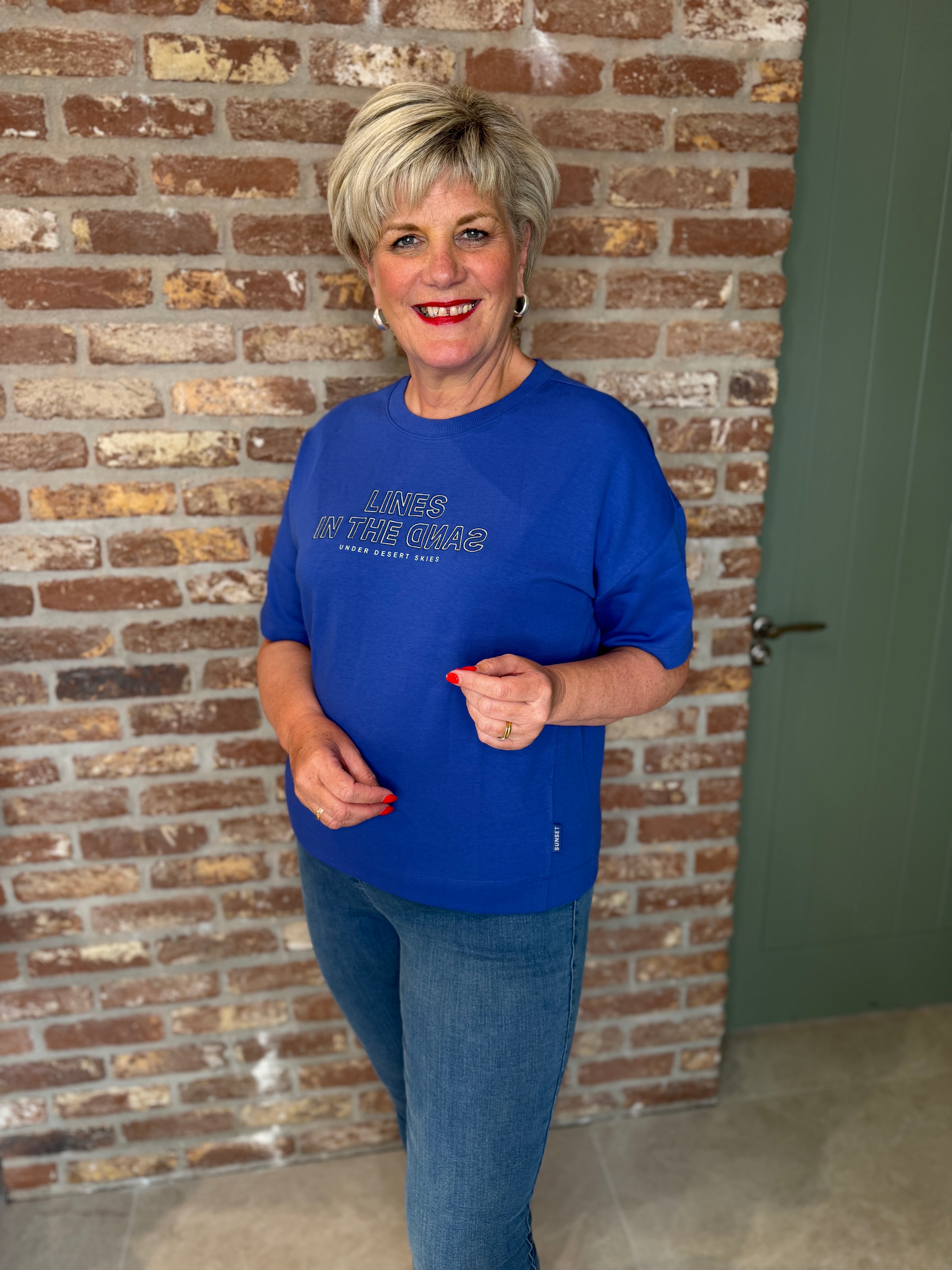 Cecil Sweatshirt With Embroidery In deep river blue