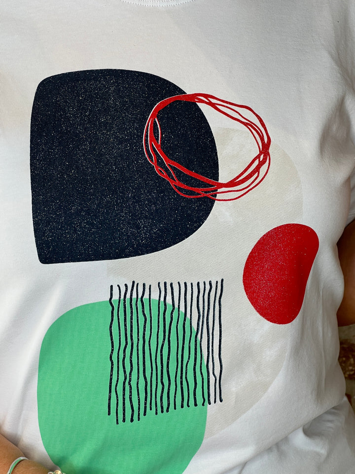 Peruzzi Circle Print T-shirt in white & green