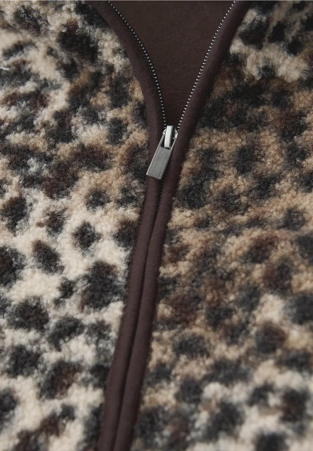 Street One Leo Print Teddy Jacket In Sanded Beige