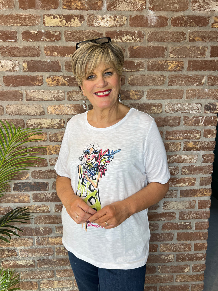 Milano Italy Lady Print T-shirt In Off White