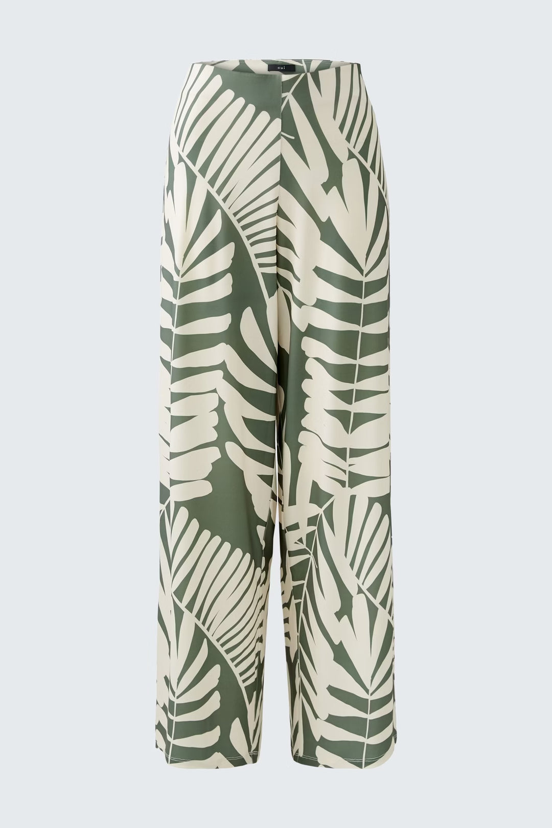 Oui Floral Trousers In Khaki & Stone