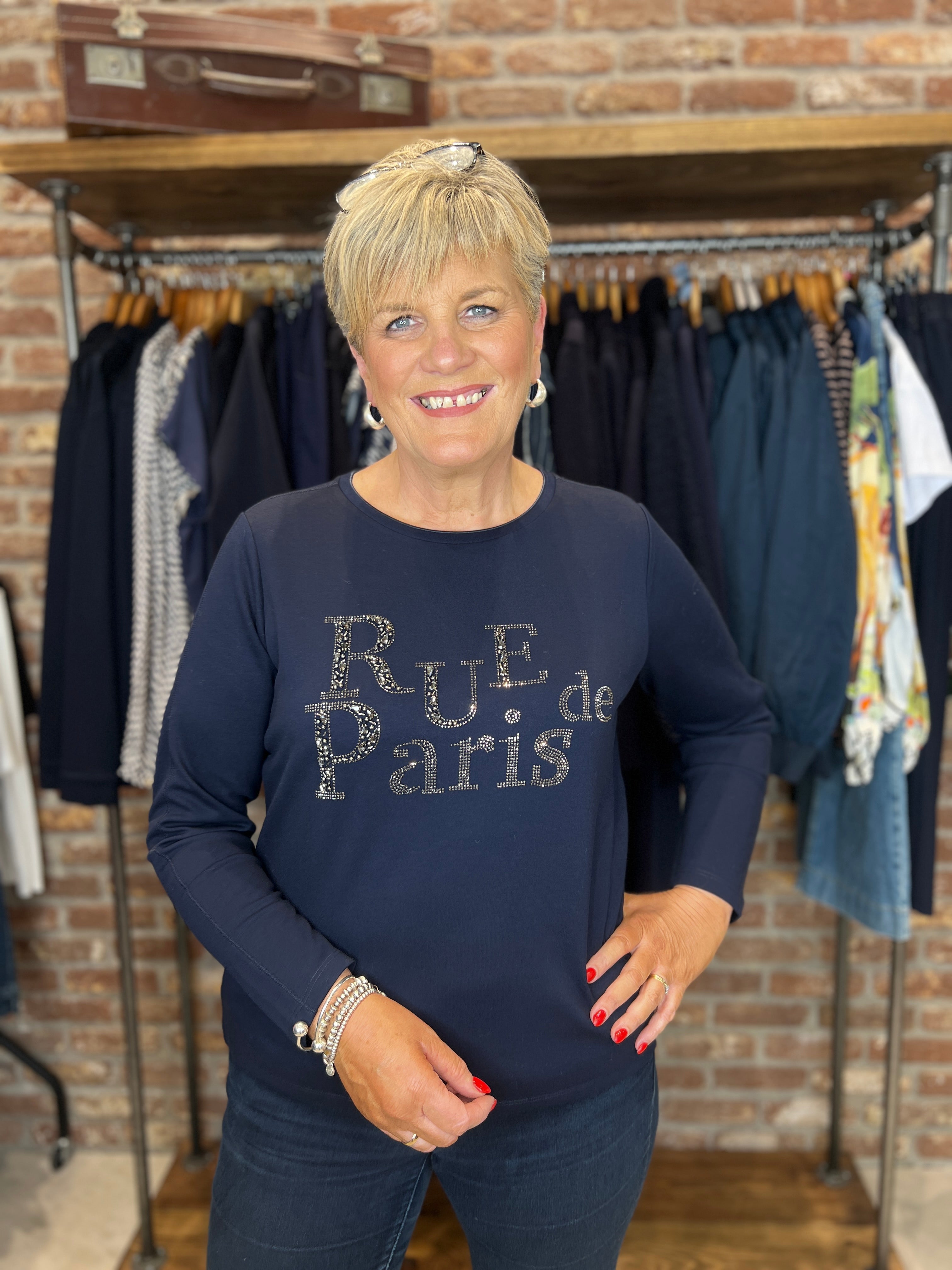 Monari Sweatshirt With Decorative Writing In Night Sky