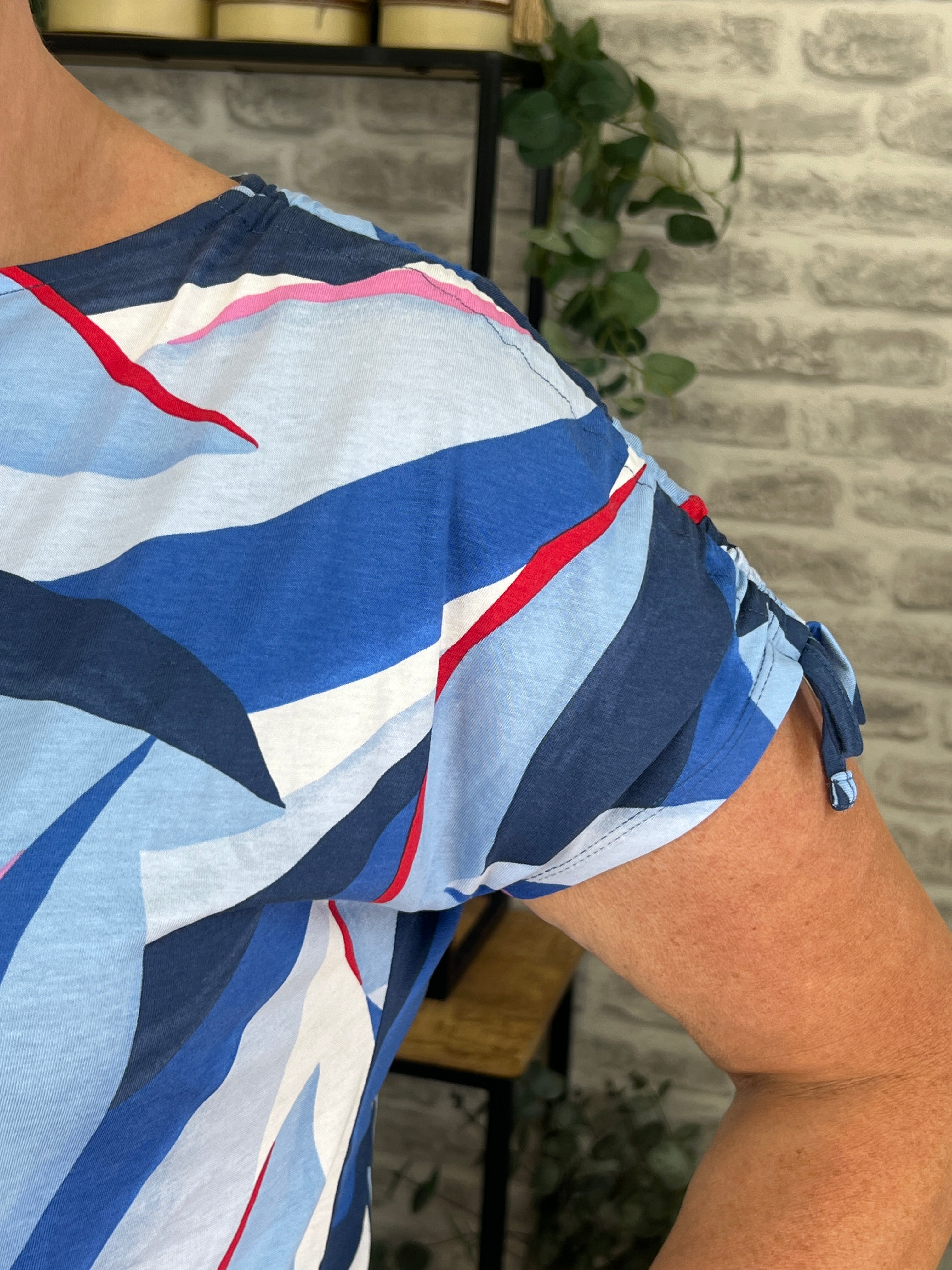 Cecil Print Gathered T-shirt In Urban Navy