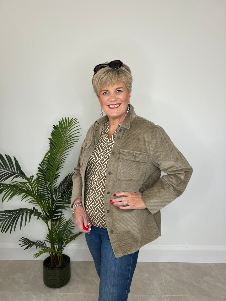 Culture Cubaela Cord Jacket In Timber Wolf